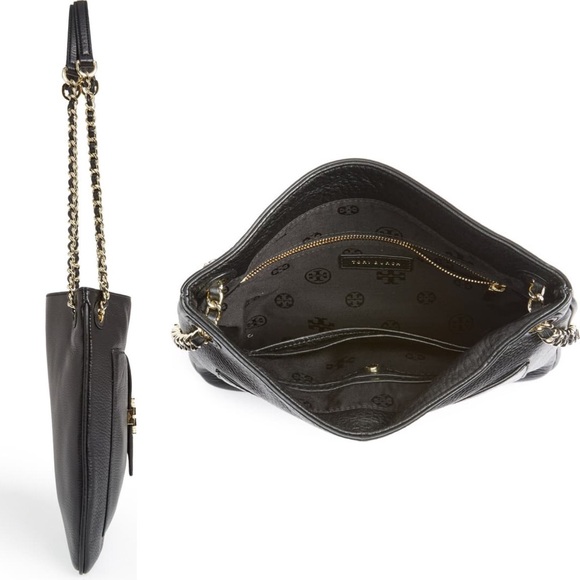 Tory Burch💕Black Leather “Swingpack Plaque” Purse - Picture 3 of 5